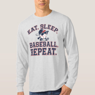 T-shirt Manger. Dormir. Balle de baseball. Recommencer