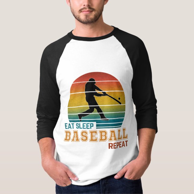 T-shirt Manger Dormir Baseball Répéter (Devant)