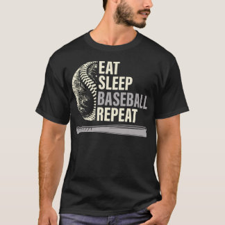 T-shirt Manger Dormir Baseball Répéter Drôle Joueur de Bas
