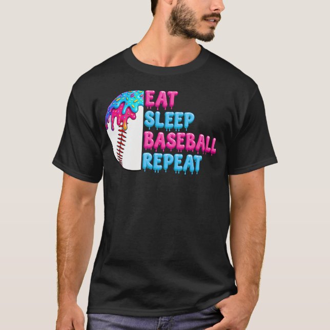 T-shirt Manger Dormir Baseball Répéter Drôles Garçons Base (Devant)