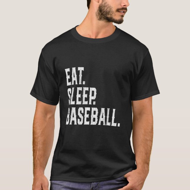 T-shirt Manger Dormir Baseball Répéter Joueur de Baseball  (Devant)
