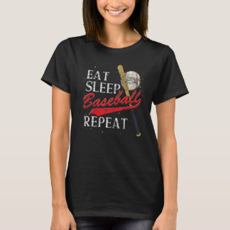 T-shirt Manger Dormir Baseball Répéter Joueur de Baseball