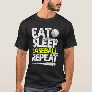T-shirt Manger Dormir Baseball Répéter Receveur Lanceur Ba
