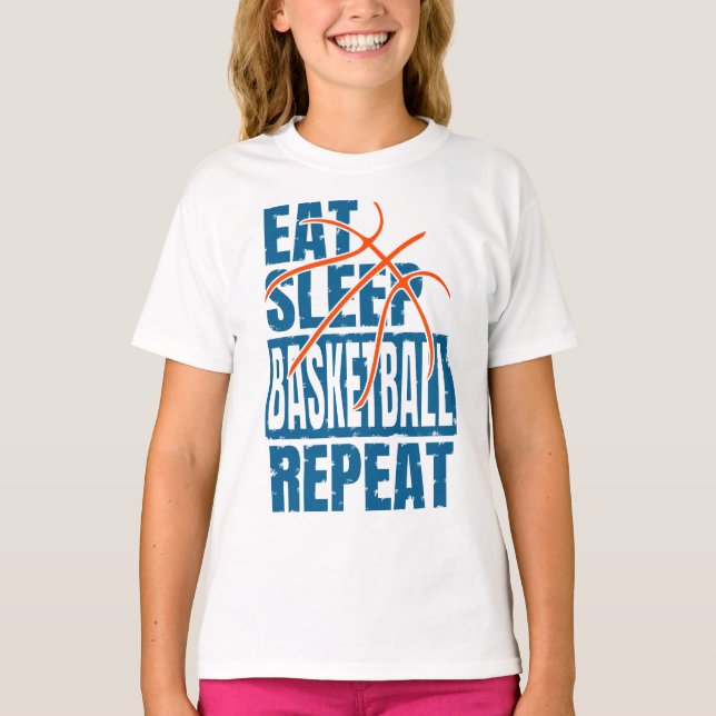 T-SHIRT MANGER DORMIR BASKET-BALL RÉPÉTER (Devant)
