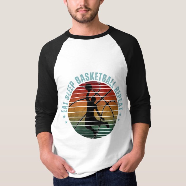 T-SHIRT MANGER DORMIR BASKETBALL RÉPÉTER (Devant)