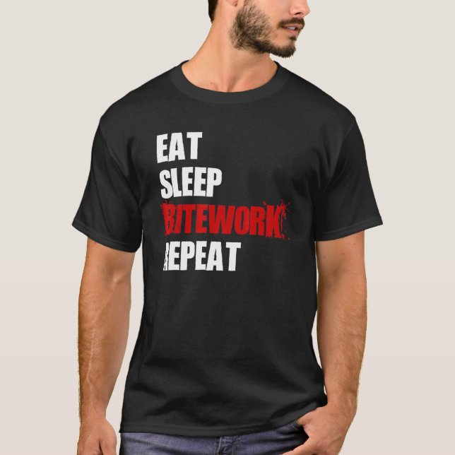 T-shirt Manger Dormir Bitework Répéter Malinois Belge Alle (Devant)