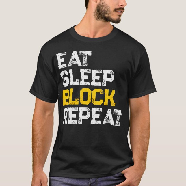 T-shirt Manger Dormir Bloquer Répéter Football Attaque (Devant)
