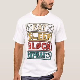 T-shirt Manger Dormir Bloquer Répéter Football Vintage T-S