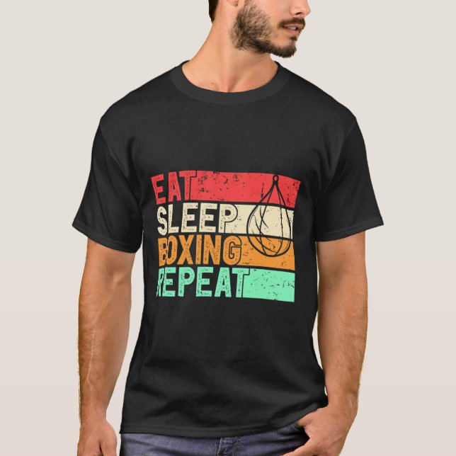 T-shirt Manger Dormir Boxe Répéter Combattant Rétro Mma Ki (Devant)