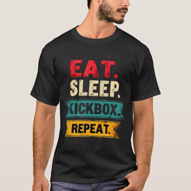 T-shirt Manger Dormir Boxe Thaïlandaise Répéter Boxe Thaïl (Devant)