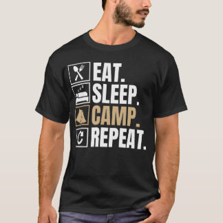 T-shirt manger dormir camper répéter fille