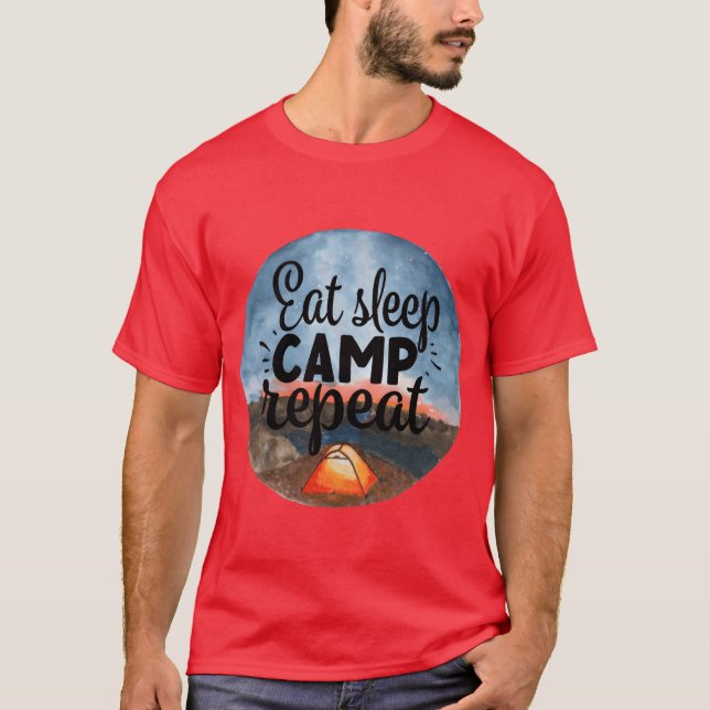 T-shirt Manger Dormir Camping Répéter Aventure Camping Vac (Devant)