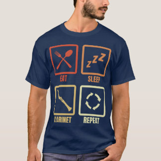 T-shirt Manger Dormir Clarinette Répéter rétro