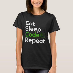 T-shirt Manger Dormir Code Binaire Programmeur Vie Tech Hu