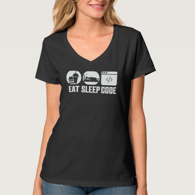 T-shirt Manger Dormir Code Logiciel Codage (Devant)