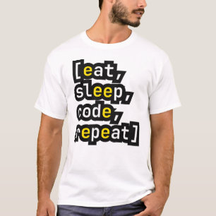 T-shirt Manger Dormir Code Répéter Drôle Programmeur Dével