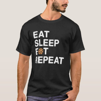 T-shirt Manger Dormir Cookie Répéter Drôle Amateur De Cook