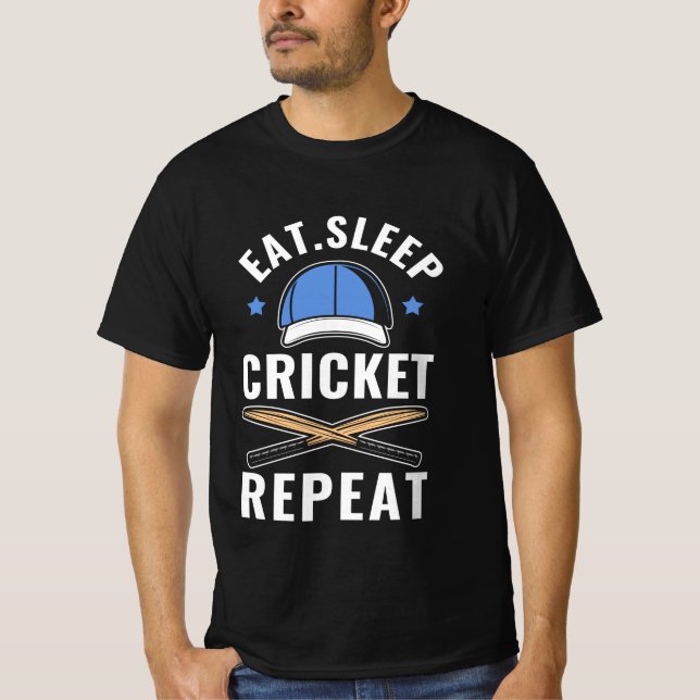 T-shirt Manger Dormir Cricket Répéter (Devant)