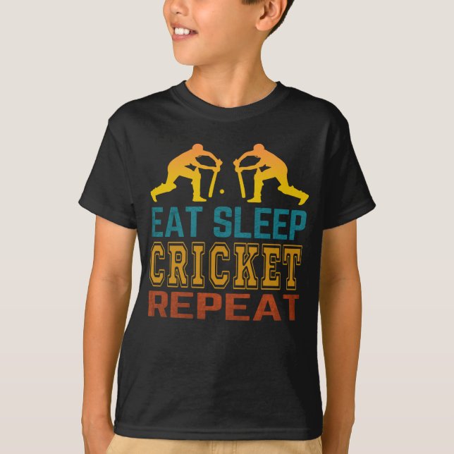 T-shirt Manger Dormir Cricket Répéter (Devant)