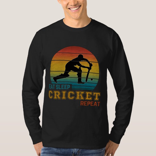 T-shirt Manger Dormir Cricket Répéter  (Devant)