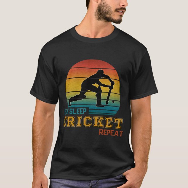 T-shirt Manger Dormir Cricket Répéter  (Devant)