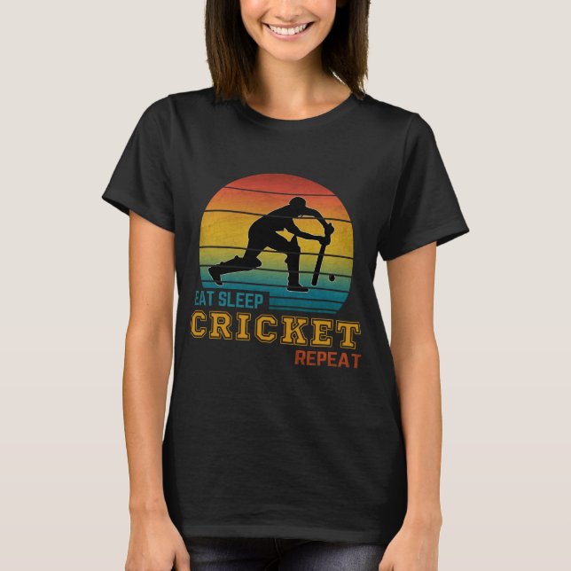 T-shirt Manger Dormir Cricket Répéter  (Devant)