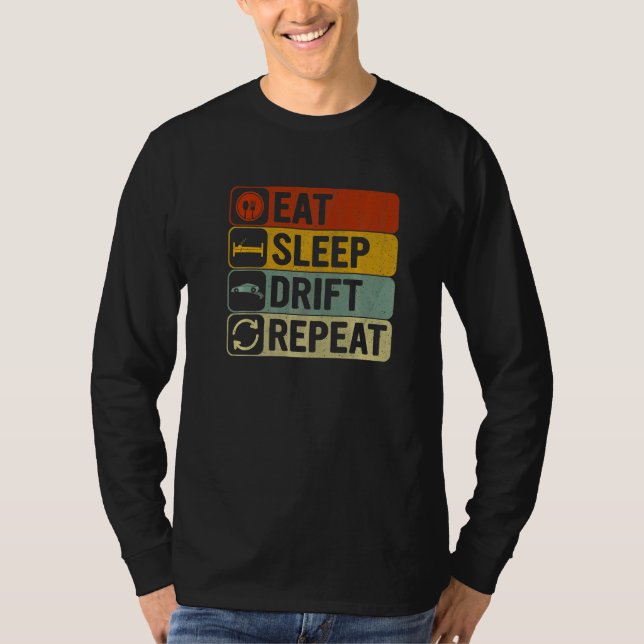 T-shirt Manger Dormir Dériver Répéter Rétro 60s 70s Dérive (Devant)