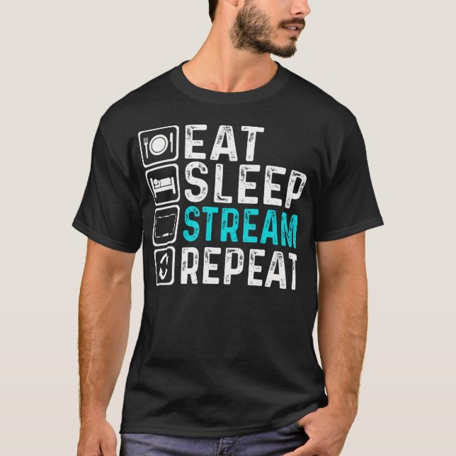 T-shirt Manger Dormir Diffuser Répéter Mode de vie de joue (Devant)