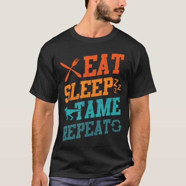 T-shirt Manger Dormir Dompter Répéter Amateurs De Dinosaur (Devant)