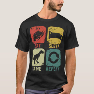 T-shirt Manger Dormir Dompter Répéter Dinosaure Jeu Geek D