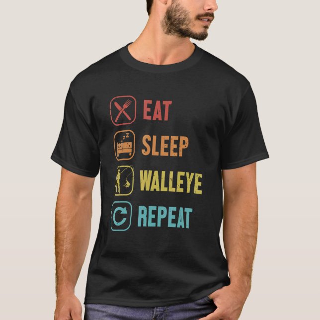 T-shirt Manger Dormir Doré Répéter Crochets Leurres Doré (Devant)