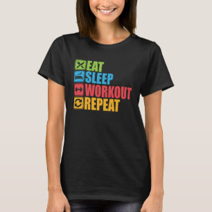 T-shirt Manger Dormir Entraînement Répéter Gym Motivationn