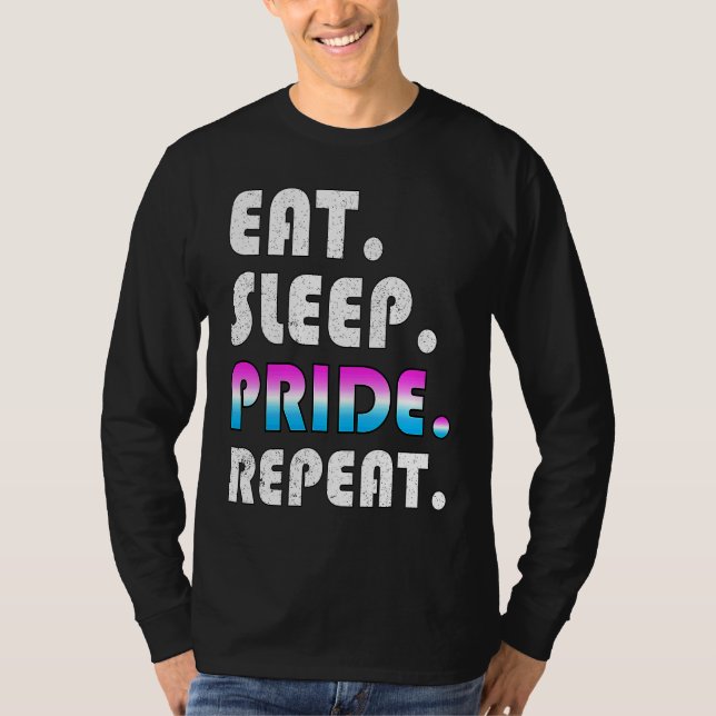 T-shirt Manger Dormir Fierté Répéter Drapeau LGBTQ Cis Gen (Devant)