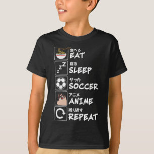 T-shirt Manger Dormir Football Anime Répéter Japonais Drôl