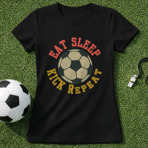 T-shirt Manger Dormir Football Coup de pied Répéter Graphi
