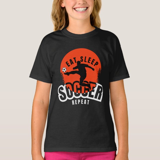 T-shirt manger dormir football répéter  (Devant)