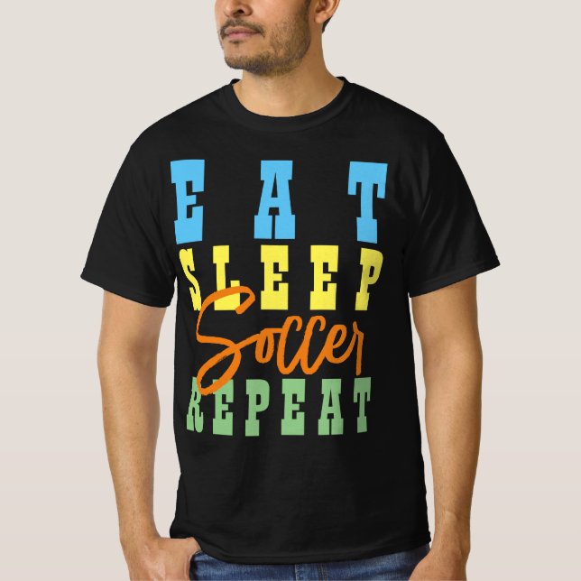 T-SHIRT MANGER DORMIR FOOTBALL RÉPÉTER (Devant)
