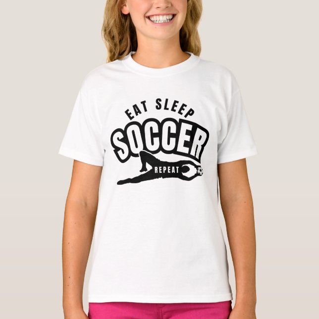 T-shirt manger dormir football répéter  (Devant)