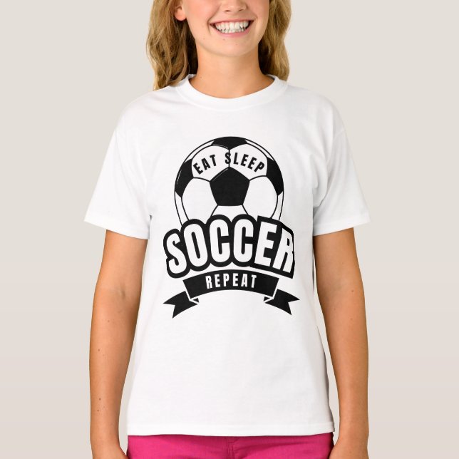 T-shirt manger dormir football répéter  (Devant)