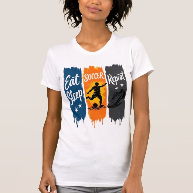 T-shirt Manger Dormir Football Répéter Conception de Maill (Devant)
