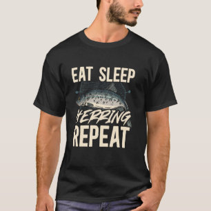 T-shirt Manger Dormir Hareng Répéter Pêcher Fruits de mer 