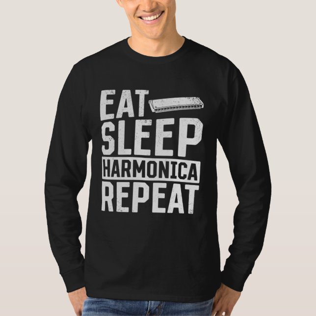 T-shirt Manger Dormir Harmonica Répéter  Harmonica (Devant)