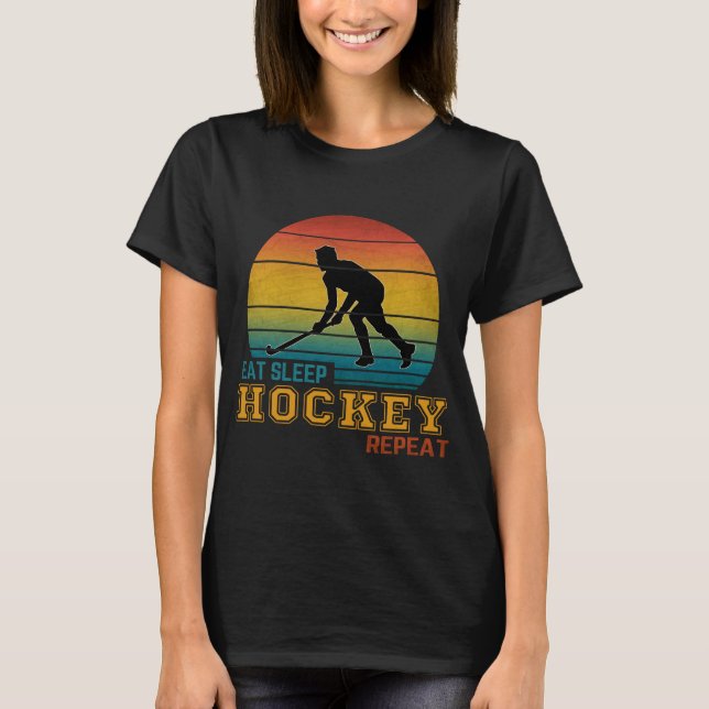 T-shirt Manger Dormir Hockey Répéter  (Devant)