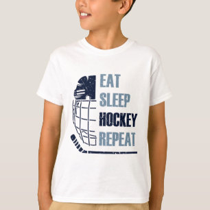 T-shirt Manger Dormir Hockey Répéter Masque Drôle Autocoll