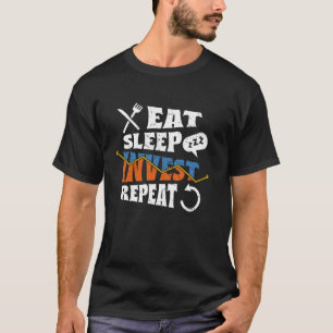 T-shirt Manger Dormir Investir Répéter Motif Enthousiaste