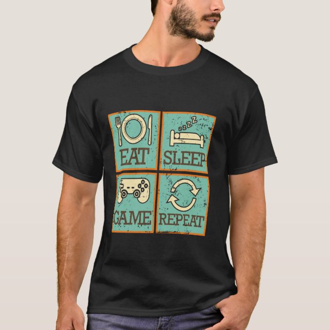 T-shirt Manger Dormir Jeu Répéter Style de vie de jeu (Devant)