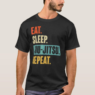 T-shirt Manger Dormir Jiu Jitsu Répéter Retro Vintage Jiu 