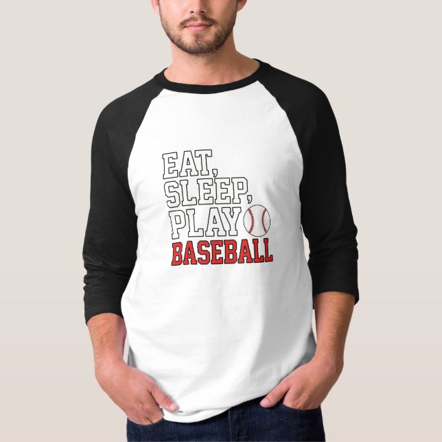 T-shirt Manger Dormir Jouer Baseball Citation Drôle de Bas (Devant)