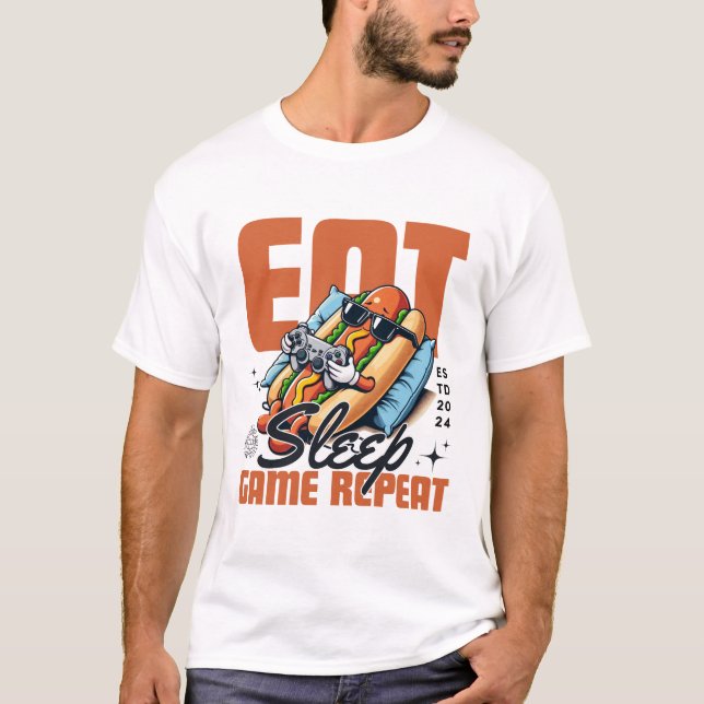 T-shirt Manger, dormir, jouer, répéter (Devant)