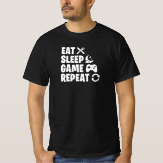 T-shirt Manger Dormir Jouer Répéter Citation Drôle de Joue